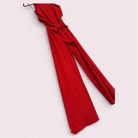 Ralph Lauren Vibrant Red Tie-Waist Jumpsuit - Picture 3 of 13